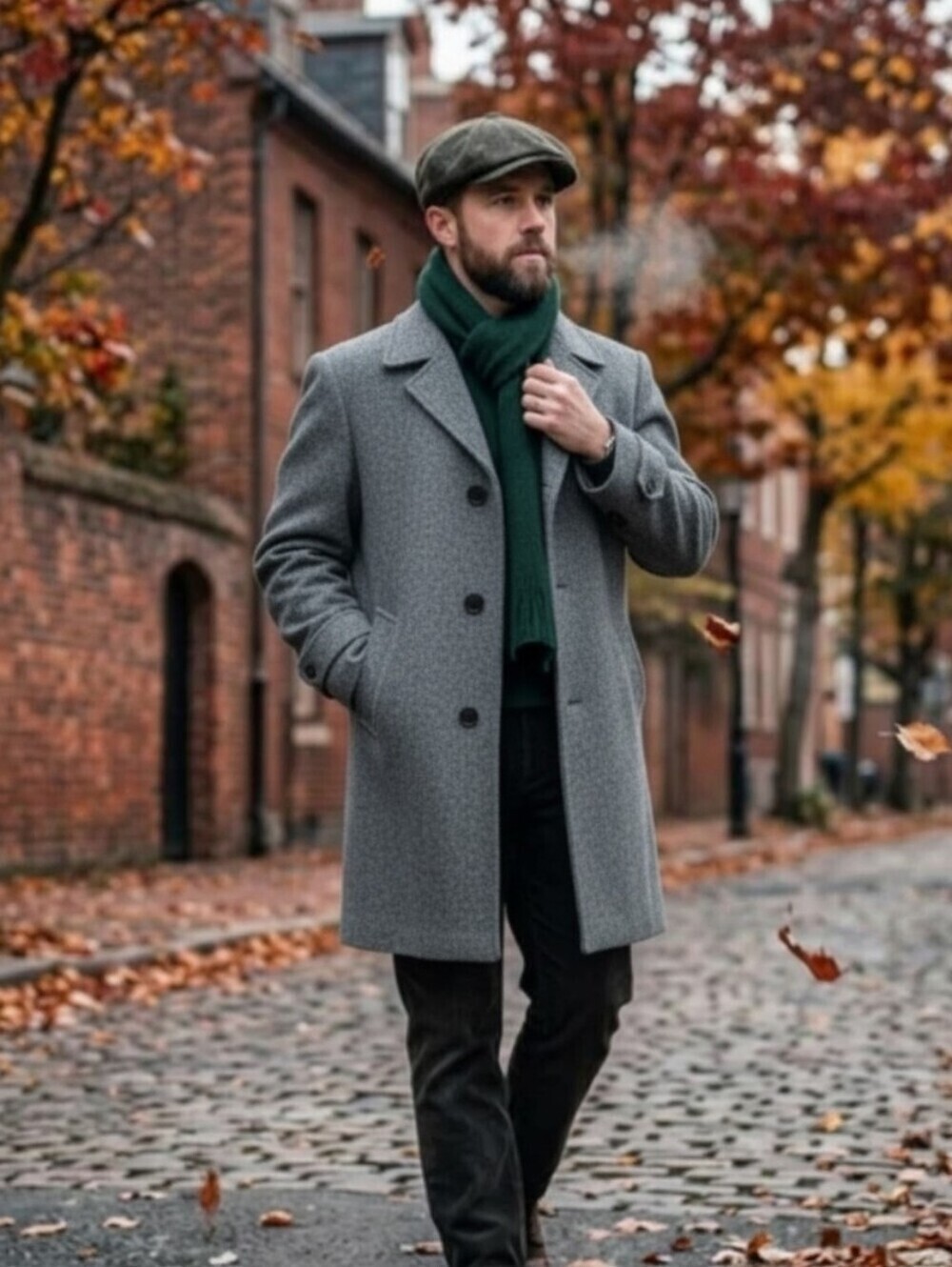 Croydon Men's Vintage Dark Grey Wool Blend Mid-length Overcoat 42R